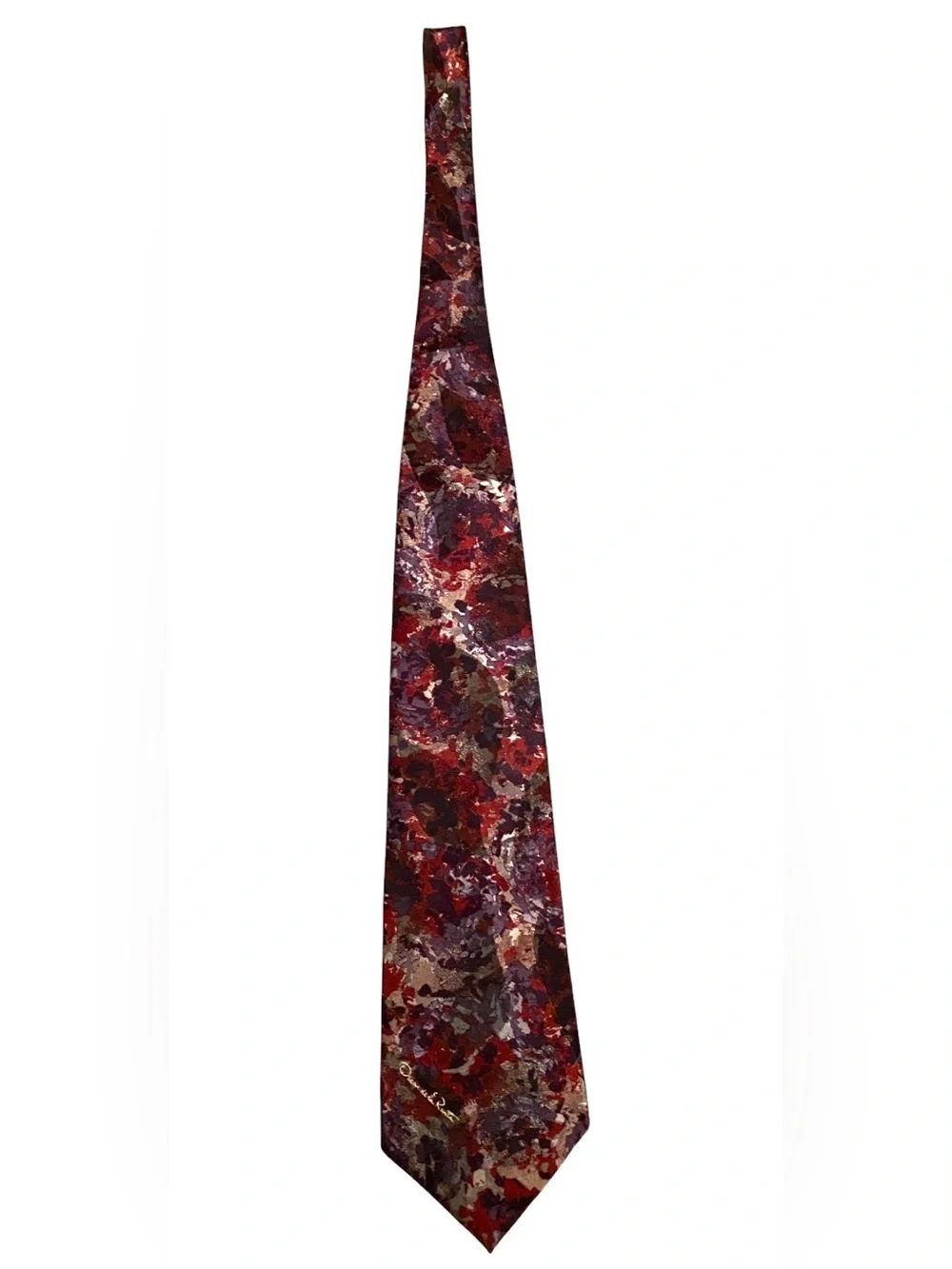 Oscar de la Renta Studio Red and Purple Marble-Pattern Abstract Tie